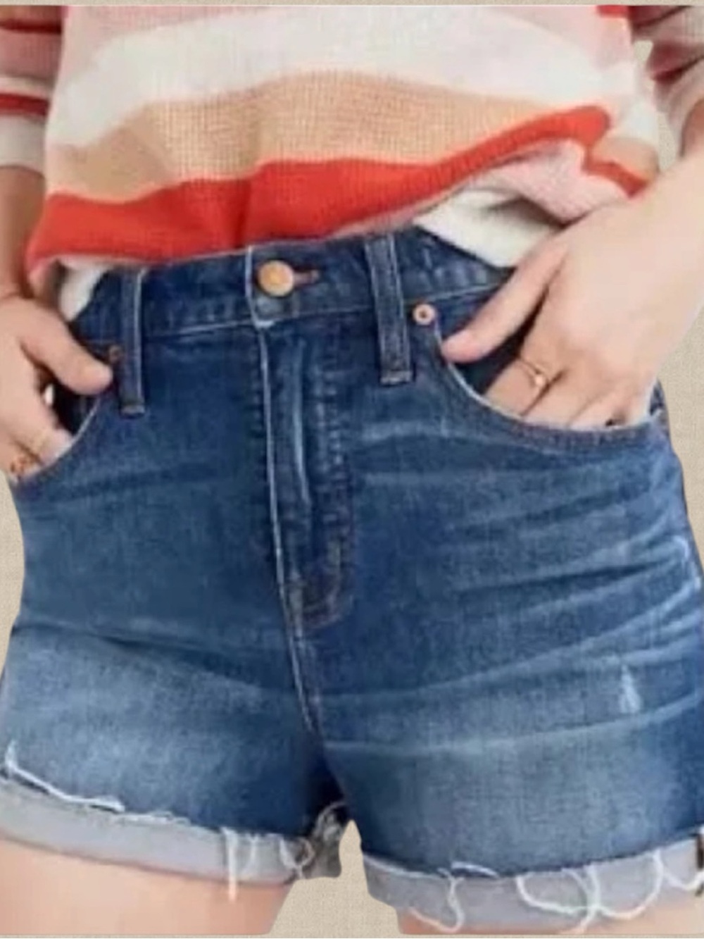 Madewell High Rise Denim Cut Off Shorts Rolled Hem Size 25